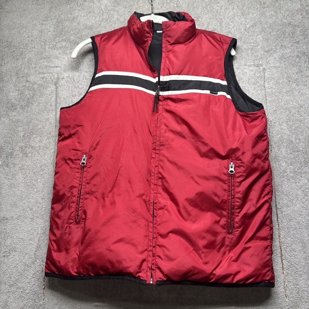 Old Navy Women's Red Black Reversible‎ Quilted Puffer Vest Size 8 Winter Layer